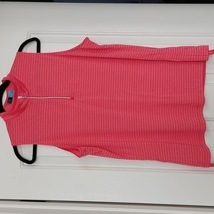 Pink Stripe Sleeveless 1/2 Zip Golf Polo Size XL